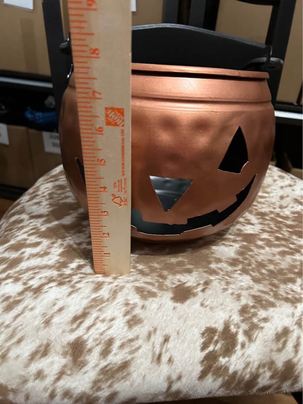 Jack O Lantern copper colored metal Luminary NWOT